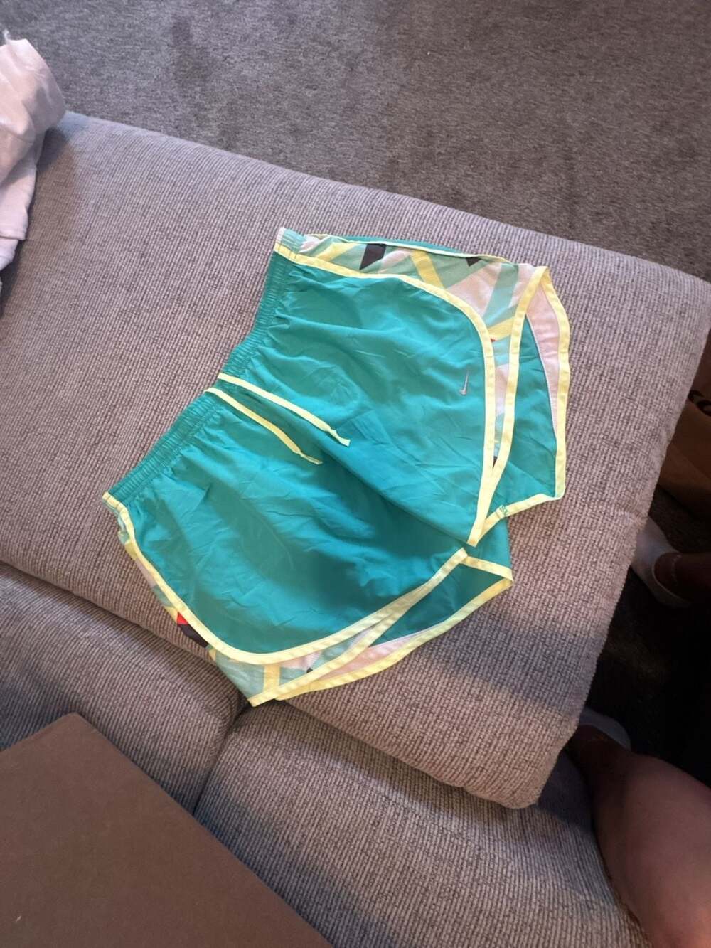Nike Dri-FIT Teal Geometric Printed Running Shorts Size Large